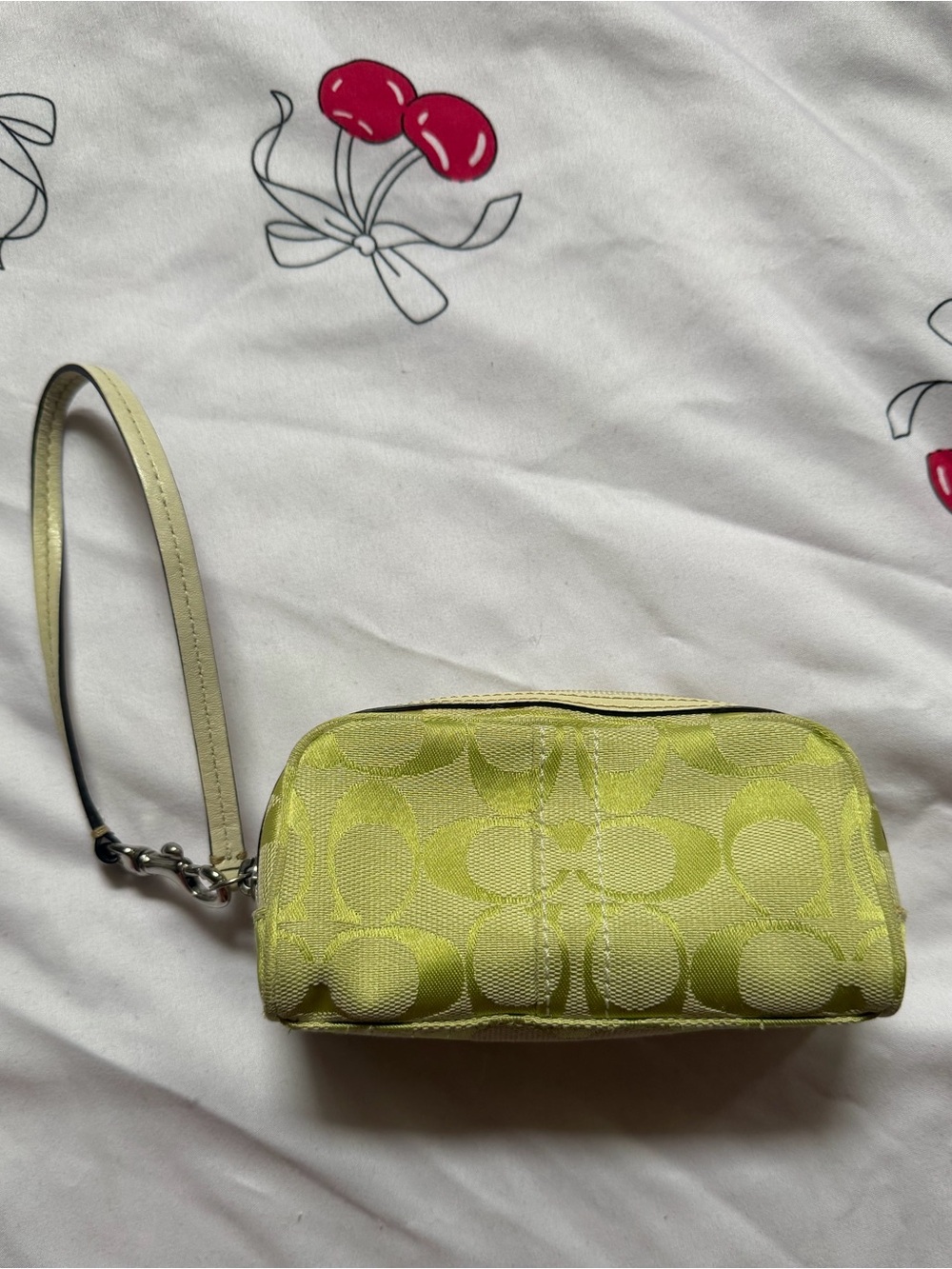 Rare Y2K Coach Lime Green Small Pouch Signature Wristlet Vintage